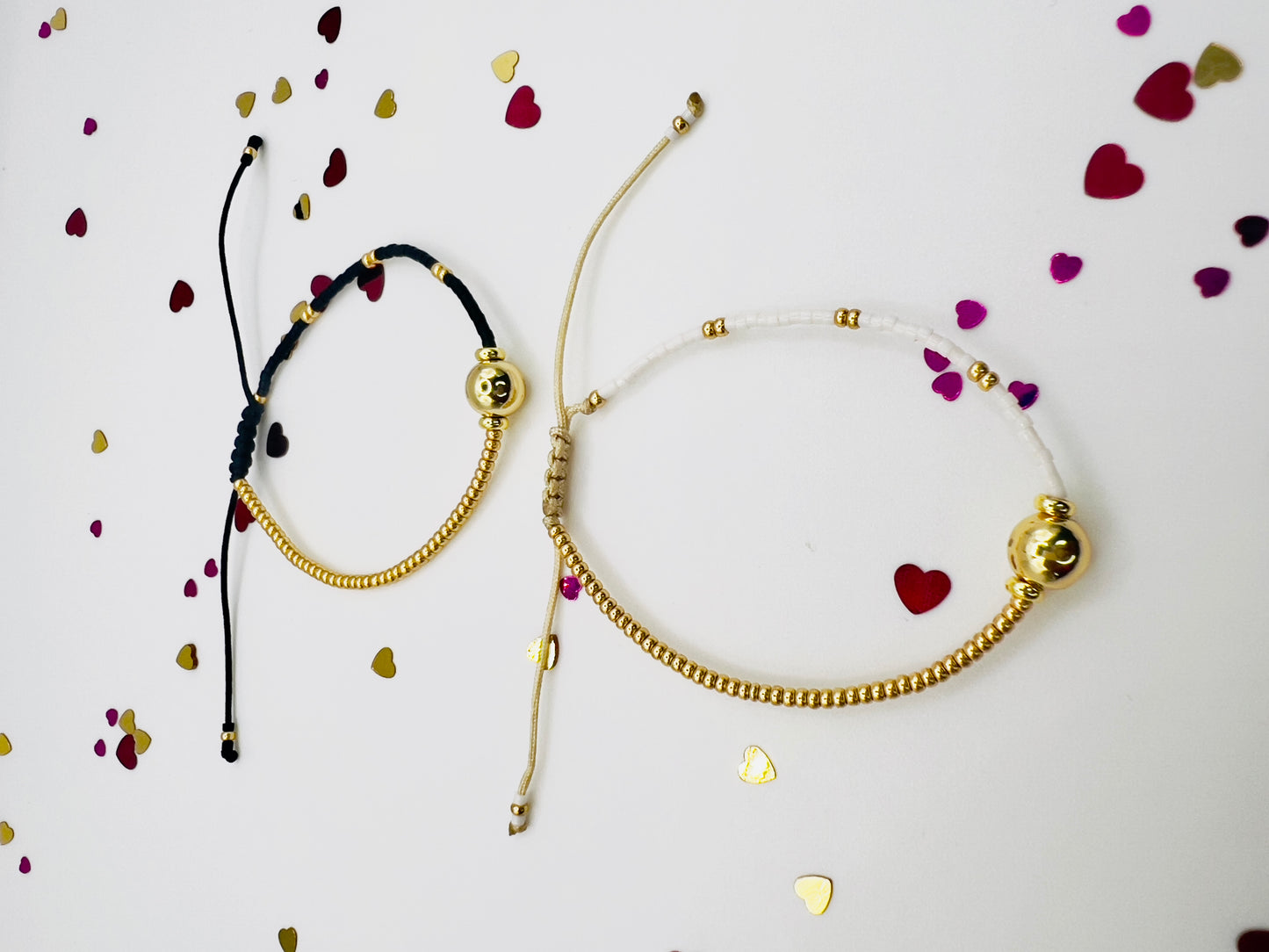 Boho Gold Plated Beads and Black Stone Bracelet