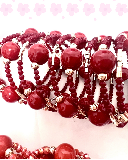 Red Blooming Beads Bracelet