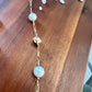 Long Safety Pins, Pearls  and gold plated Beads Necklace